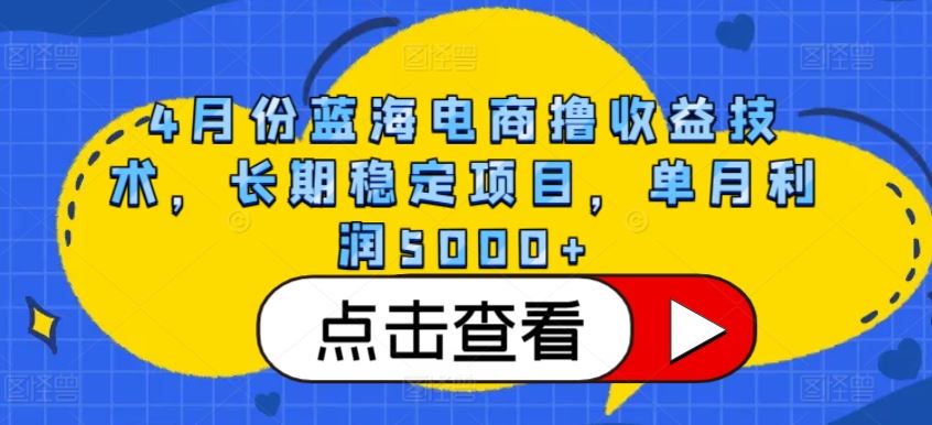 4月份蓝海电商撸收益技术,长期稳定项目,单月利润5000+【揭秘】-来友网创