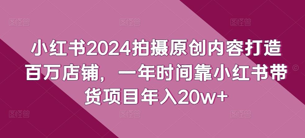 小红书2024拍摄原创内容打造百万店铺,一年时间靠小红书带货项目年入20w+-来友网创