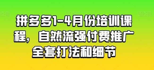 拼多多1-4月份培训课程,自然流强付费推广全套打法和细节-来友网创