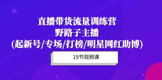(10016期)直播带货流量特训营,野路子主播(起新号/专场/打榜/明星网红助博)19节课-来友网创
