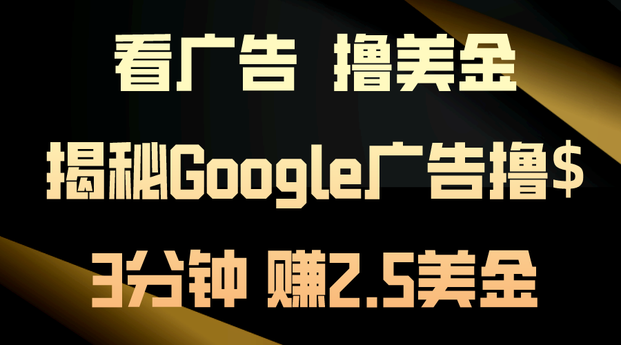 (10912期)看广告,撸美金!3分钟赚2.5美金!日入200美金不是梦!揭秘Google广告…-来友网创