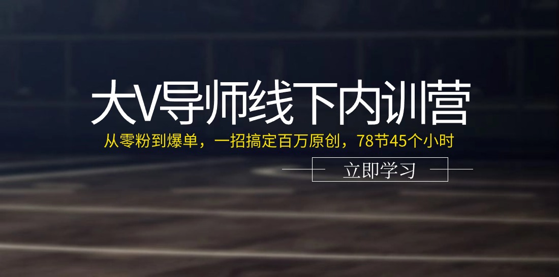 (11261期)大V导师线下内训营:从零粉到爆单,一招搞定百万原创,78节45个小时-来友网创