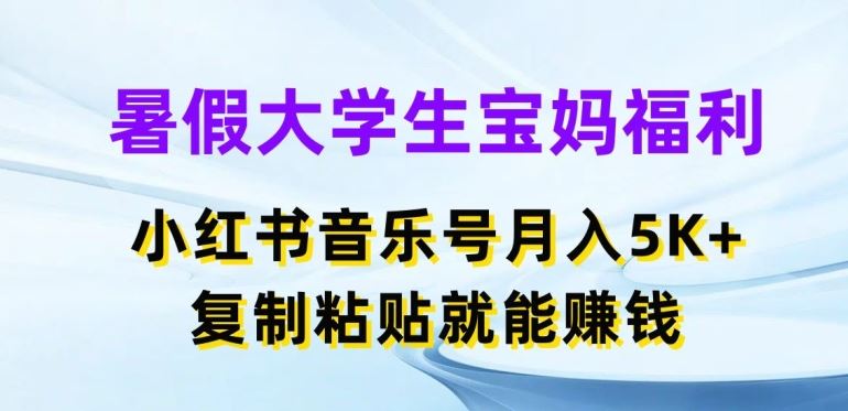 暑假大学生宝妈福利,小红书音乐号月入5000+,复制粘贴就能赚钱【揭秘】-来友网创