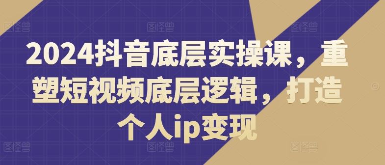 2024抖音底层实操课,重塑短视频底层逻辑,打造个人ip变现-来友网创