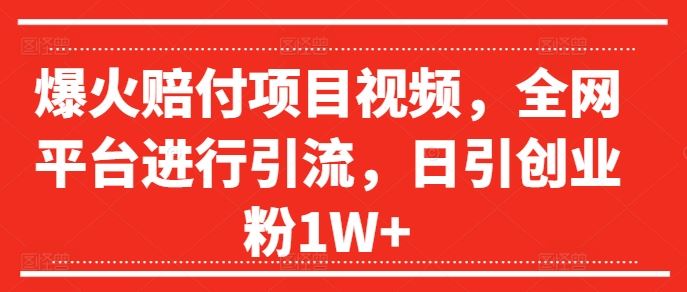 爆火赔付项目视频,全网平台进行引流,日引创业粉1W+【揭秘】-来友网创