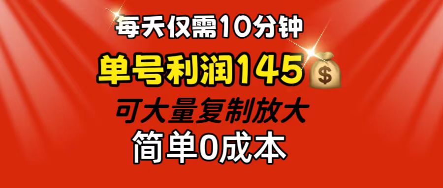(12027期)每天仅需10分钟,单号利润145 可复制放大 简单0成本-来友网创