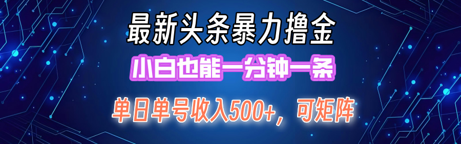 (12380期)最新暴力头条掘金日入500+,矩阵操作日入2000+ ,小白也能轻松上手!-来友网创