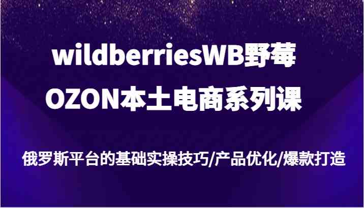 wildberriesWB野莓/OZON本土电商系列课,俄罗斯平台的基础实操技巧/产品优化/爆款打造-来友网创