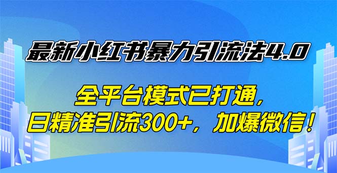 (12505期)最新小红书暴力引流法4.0, 全平台模式已打通,日精准引流300+,加爆微…-来友网创