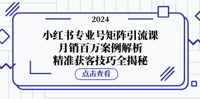 小红书专业号矩阵引流课,月销百万案例解析,精准获客技巧全揭秘-来友网创