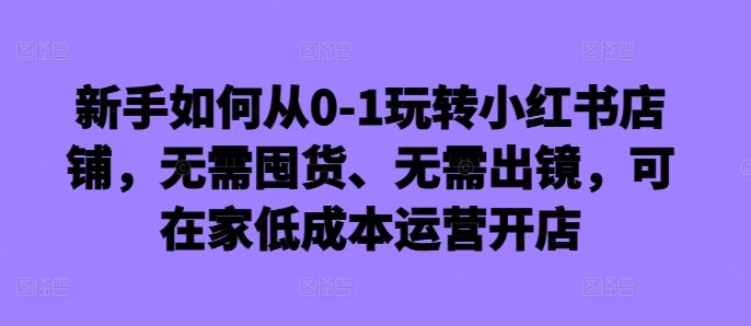 新手如何从0-1玩转小红书店铺,无需囤货、无需出镜,可在家低成本运营开店-来友网创