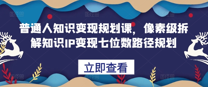 普通人知识变现规划课,像素级拆解知识IP变现七位数路径规划-来友网创