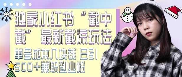 最新小红书截流玩法 独家截中截 单号成本几块钱 日引500+CY粉JZ粉-来友网创