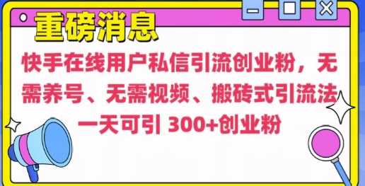 快手最新引流创业粉方法,无需养号、无需视频、搬砖式引流法【揭秘】-来友网创