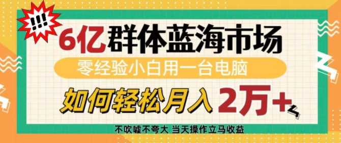 6亿群体蓝海市场,零经验小白用一台电脑,如何轻松月入过w【揭秘】-来友网创