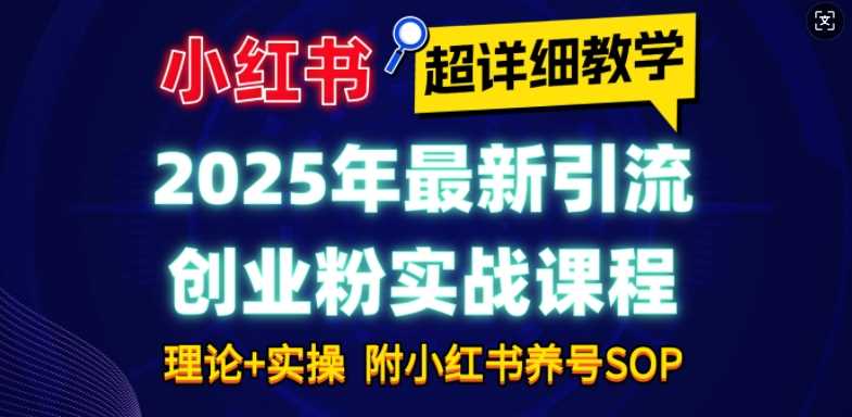 2025年最新小红书引流创业粉实战课程【超详细教学】小白轻松上手,月入1W+,附小红书养号SOP-来友网创