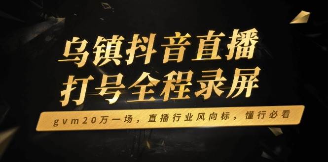 (14014期)乌镇抖音直播打号全程录屏,gvm20万一场,直播行业风向标,懂行必看-来友网创