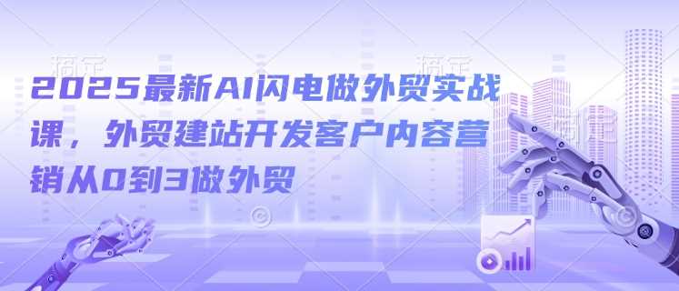 2025最新AI闪电做外贸实战课,外贸建站开发客户内容营销从0到3做外贸-来友网创