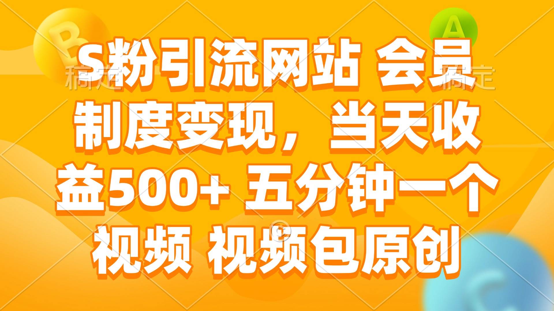 (14129期)S粉引流网站 会员制度变现,当天收益500+ 五分钟一个视频 视频包原创-来友网创
