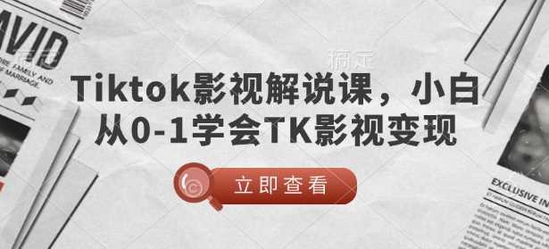 TikTok影视解说课,小白从0-1学会TK影视变现-来友网创