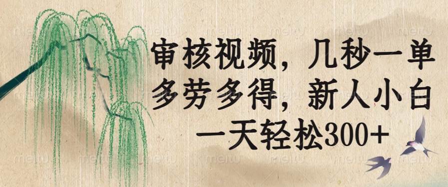 (14202期)审核视频,几秒一单,多劳多得,新人小白一天轻松300+-来友网创