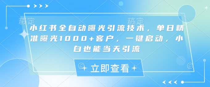 小红书全自动曝光引流技术,单日精准曝光1000+客户,一键启动,小白也能当天引流【揭秘】-来友网创