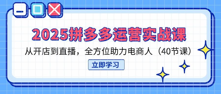 (14259期)2025拼多多运营实战课,从开店到直播,全方位助力电商人(40节课)-来友网创