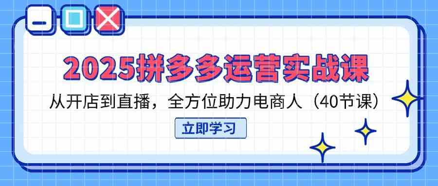 2025拼多多运营实战课,从开店到直播,全方位助力电商人(40节课)-来友网创