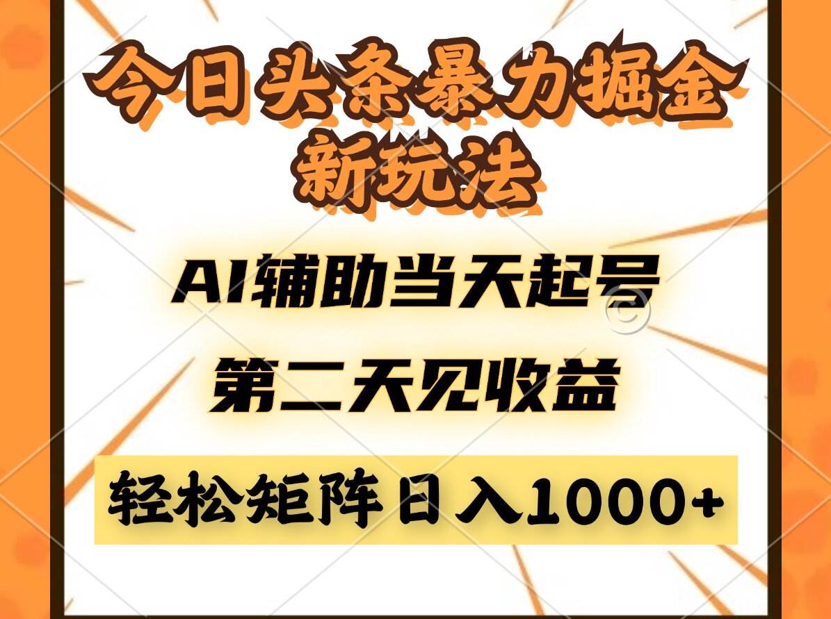 (14688期)今日头条暴利掘金新玩法,AI辅助当天起号,第二天见收益,轻松矩阵日入…-来友网创