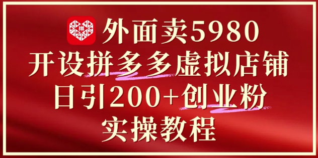 外面卖5980开设拼多多虚拟店铺:单日引流200+创业付费粉实战教程-来友网创
