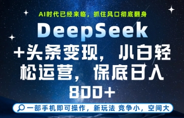 DeepSeek+头条变现,保姆级教学,小白轻松上手,日入8张+【揭秘】-来友网创