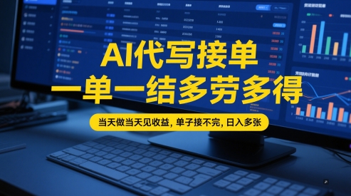 AI代写接单,一单一结多劳多得,当天做当天见收益,单子接不完,日入多张【全网最全实操课程】-来友网创