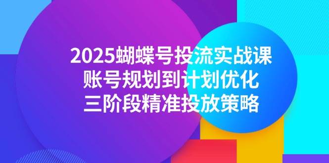 (14987期)2025蝴蝶号投流实战课,账号规划到计划优化,三阶段精准投放策略-来友网创