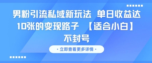 男粉引流私域新玩法,单日收益达10张的变现路子 【适合小白】不封号-来友网创