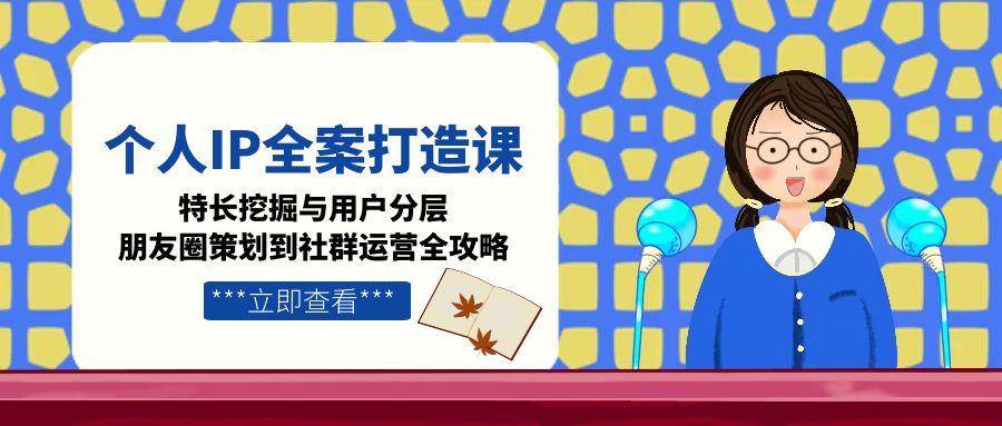 个人IP全案打造课,特长挖掘与用户分层,朋友圈策划到社群运营全攻略-来友网创