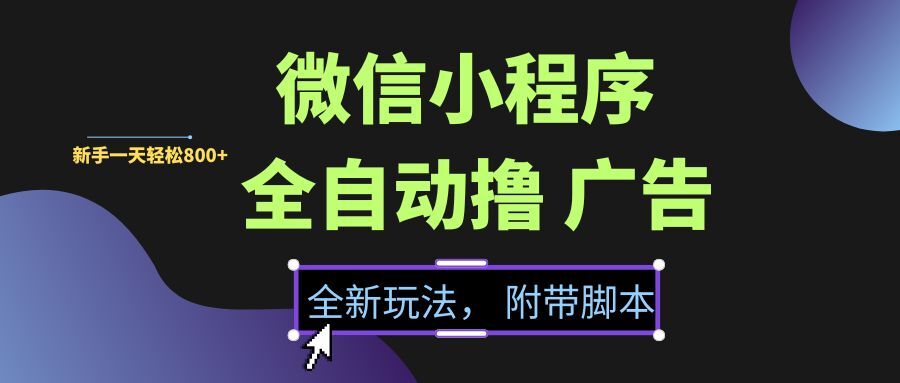(15134期)微信小程序挂机撸广告,全新玩法,新手一天轻松800+【附带脚本】-来友网创