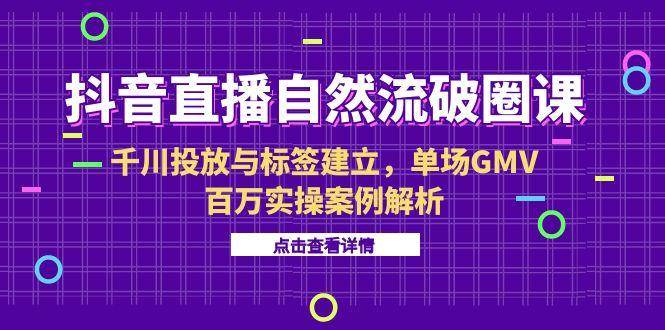 (15136期)抖音直播自然流破圈课-6月,千川投放与标签建立,单场GMV百万实操案例解析-来友网创