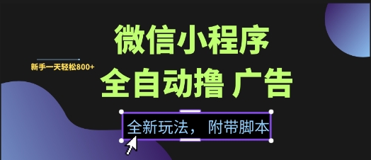 微信小程序全自动撸广告项目,彻底解决没流量的问题,新手一天8张+【揭秘】-来友网创