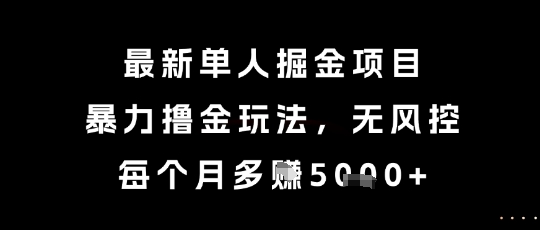 最新单人掘金项目,暴力撸金玩法,无风控,每个月多挣5k+【揭秘】-来友网创