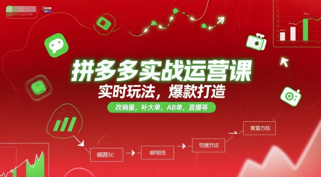 拼多多实战运营课,实时玩法,爆款打造,改销量,补大单,AB单,直播等(更新2025月)-来友网创