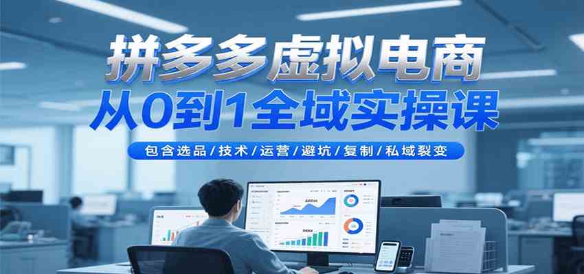 拼多多虚拟电商从0到1全域实操课,包含选品/技术/运营/避坑/复制/私域裂变-来友网创