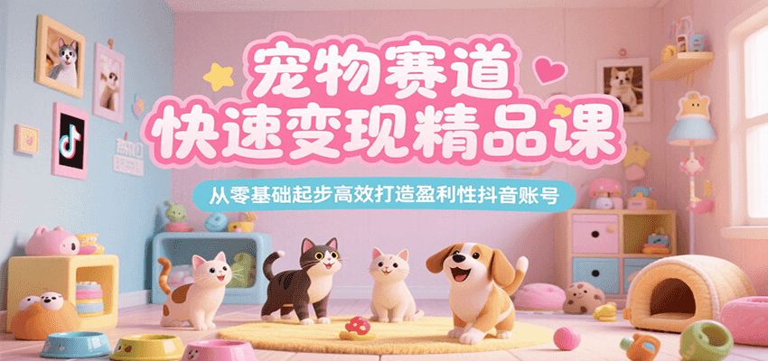 宠物赛道快速变现精品课,从零基础起步高效打造盈利性抖音账号-来友网创