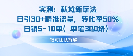 实测私域新玩法日引30加精准流量转化率50%日销5-10单每笔3张-来友网创