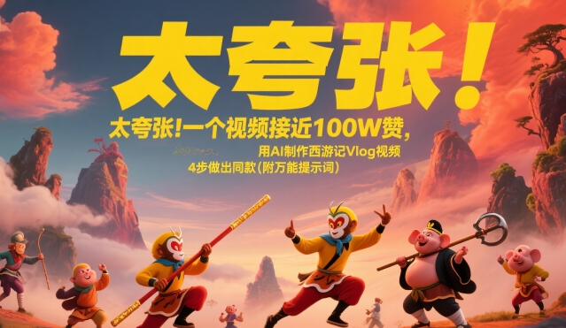 太夸张!一个视频接近100W赞,用AI制作西游记Vlog视频,全流程拆解来了(附万能提示词)-来友网创