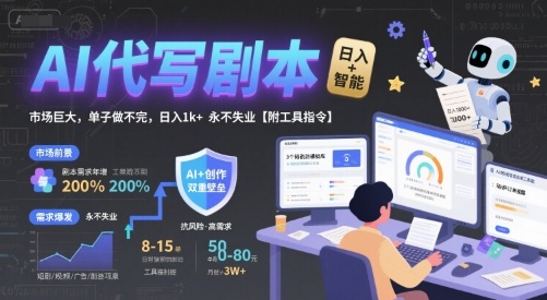 AI代写剧本,市场巨大,单子做不完,日入1k+ 永不失业【附工具指令】-来友网创