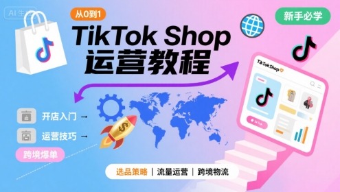 TikTok Shop从0到1运营教程,TikTok跨境电商新手必学课程-来友网创