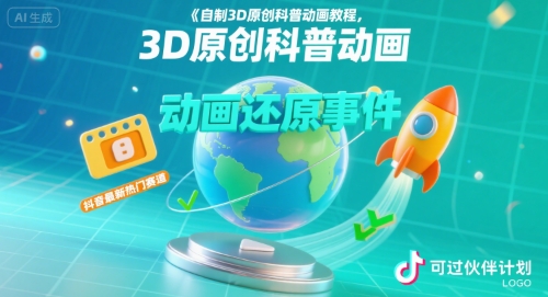 自制3D原创科普动画教程,动画还原事件,抖音最新热门赛道,可过伙伴计划-来友网创