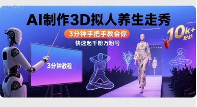Ai制作3D拟人养生走秀,3分钟手把手教会你,快速起千粉万粉号-来友网创
