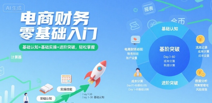 电商财务零基础入门,基础认知+基础实操+进阶突破,轻松掌握-来友网创