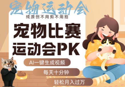 AI一键生成宠物比赛运动会PK视频,纯原创不用剪不用拍,每天十分钟,轻松月入过1W+-来友网创